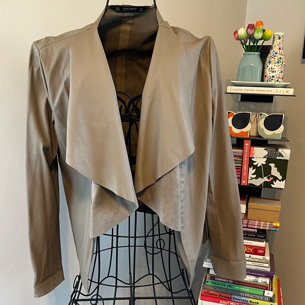 ZARA WATERFALL LEATHER BLAZER